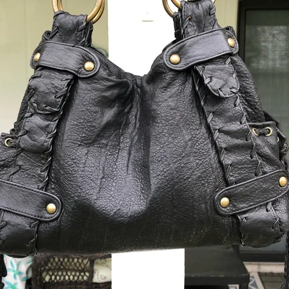 SOLD Kooba Black Pebbled Leather Hobo Bag Purse - Picture 5 of 14